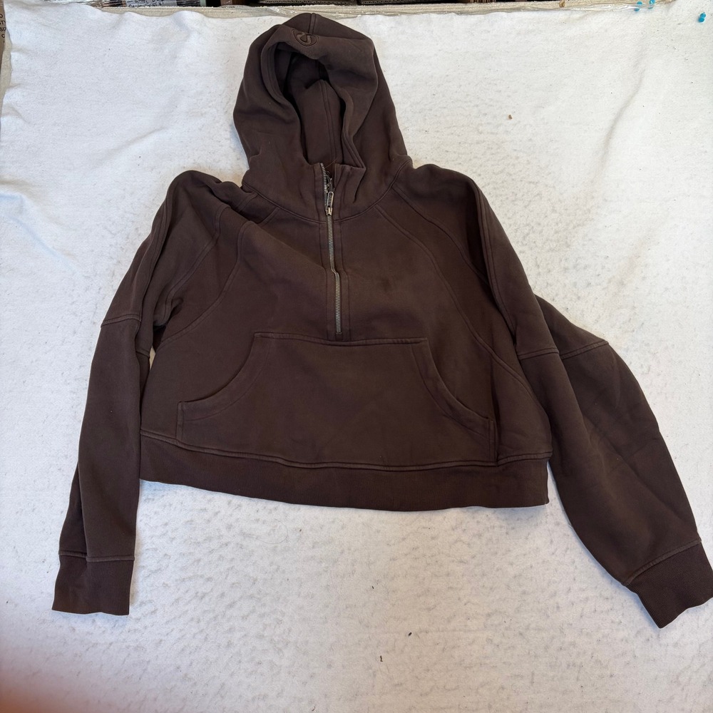 Lululemon Scuba Oversized Half-Zip Hoodie Women XL/XXL Espresso Brown Cropped